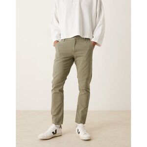 ASOS DESIGN Chinos Men 34x32 Stretch Cotton Khaki Tan Solid Slim Fit Modern